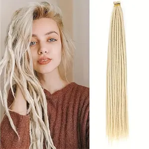 【TIMIA】Dreadlocks 10 Inch Dreadlocks Hair Extensions 20 Strands Blonde Single Hippie Long Hair 0.4/0.6/0.8cm Width Hair Extensions Reggae Style Synthetic Crochet Hair Extensions Human Hair Unisex Suitable for Halloween and Christmas