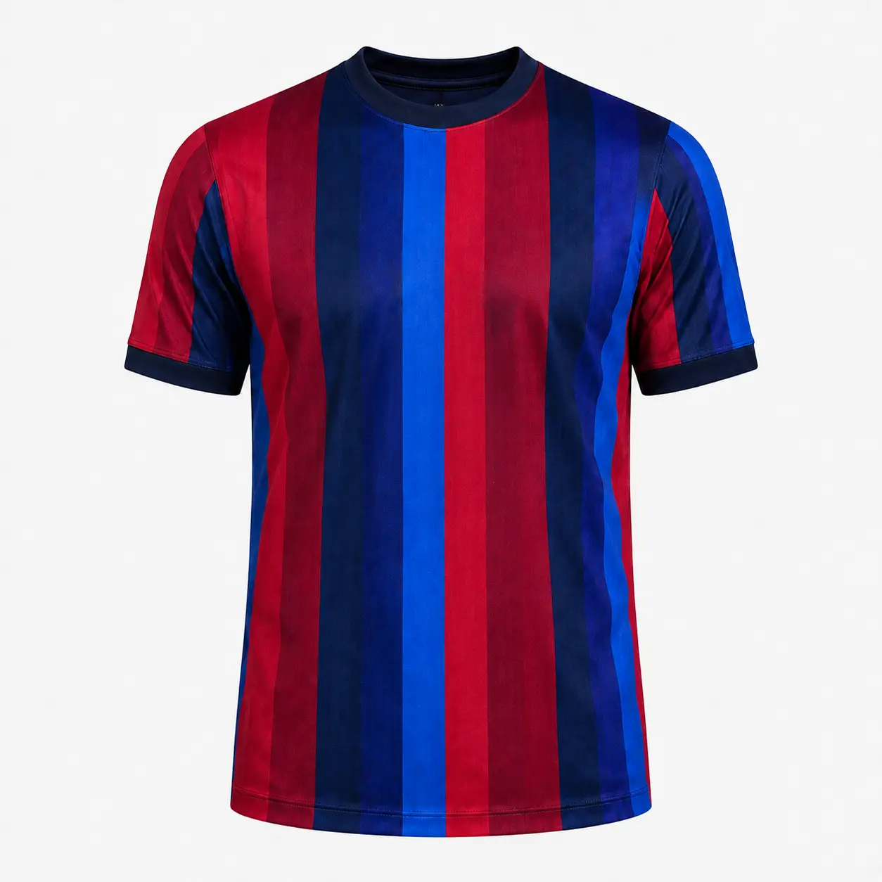 Catalonia Red Blue Striped Soccer Jersey – Unisex Short Sleeve Match Day Football Shirt, Retro Home Style Fan Top, Breathable Athletic Training Sportswear, Casual Streetwear Gift