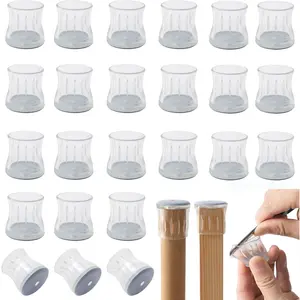 24 Pack Silicone Chair Leg Floor Protectors, Stool Leg Protectors Cap, Non-Slip Chair Leg Caps for Hardwood Floors