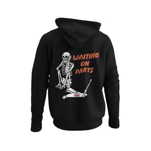 Waiting on Parts Fleece Hooded Sweatshirt Skeleton Designed Tops Menswear Pullover Soft Classic Stylish Long Sleeve