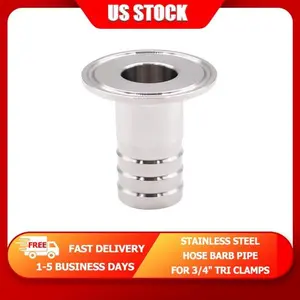 19MM 3/4" SS316 Sanitary Hose Barb Pipe Fittings Tri Clamp 50.5MM Ferrule