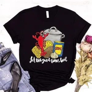 Funny Crawfish Boil T-Shirt Louisiana Graphic Tee Streetwear Casual Crewneck Menswear 100% Cotton Comfortable Everyday Wear - Jeans