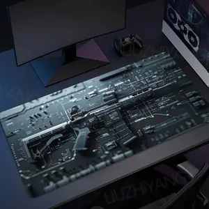 AR Rifle Schematic Extended Mouse Pad, Tactical Gun Blueprint Desk Mat, Oversized Non-Slip for Gamers & Gun Enthusiasts, Military Tech Aesthetic, for Gaming Setup, Gaming Items
