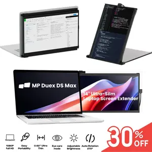 Mobile Pixels Duex Max DS 14.1'' FHD 1080p Laptop Screen Extender, 1.8lbs Ultra-Slim Portable Monitor for 14"-17.3" Laptop, Plug & Play Travel Dual Screen Compatible with mac/Windows/Apple/Android/Switch