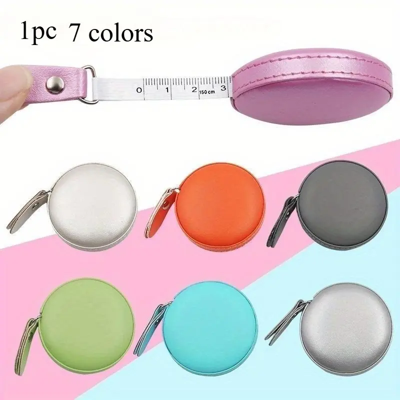 1pc Macaroon-Styled Mini Soft Tape Measure – Portable Faux Leather, Positive Lock Feature, Accurate Body Measurements Tool, Measuring Instrument