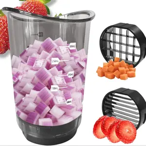 Fruit Chopping Cup, Detachable Fruit Slicer with Push Plate, Fruit and Onion Slicer, Strawberry Slicer, Kitchen Gadget, Banana and Hard-Boiled Egg Slicing Cup, Fast and Safe Kitchen Slicing Tool for Convenient and Quick Meal Preparation.