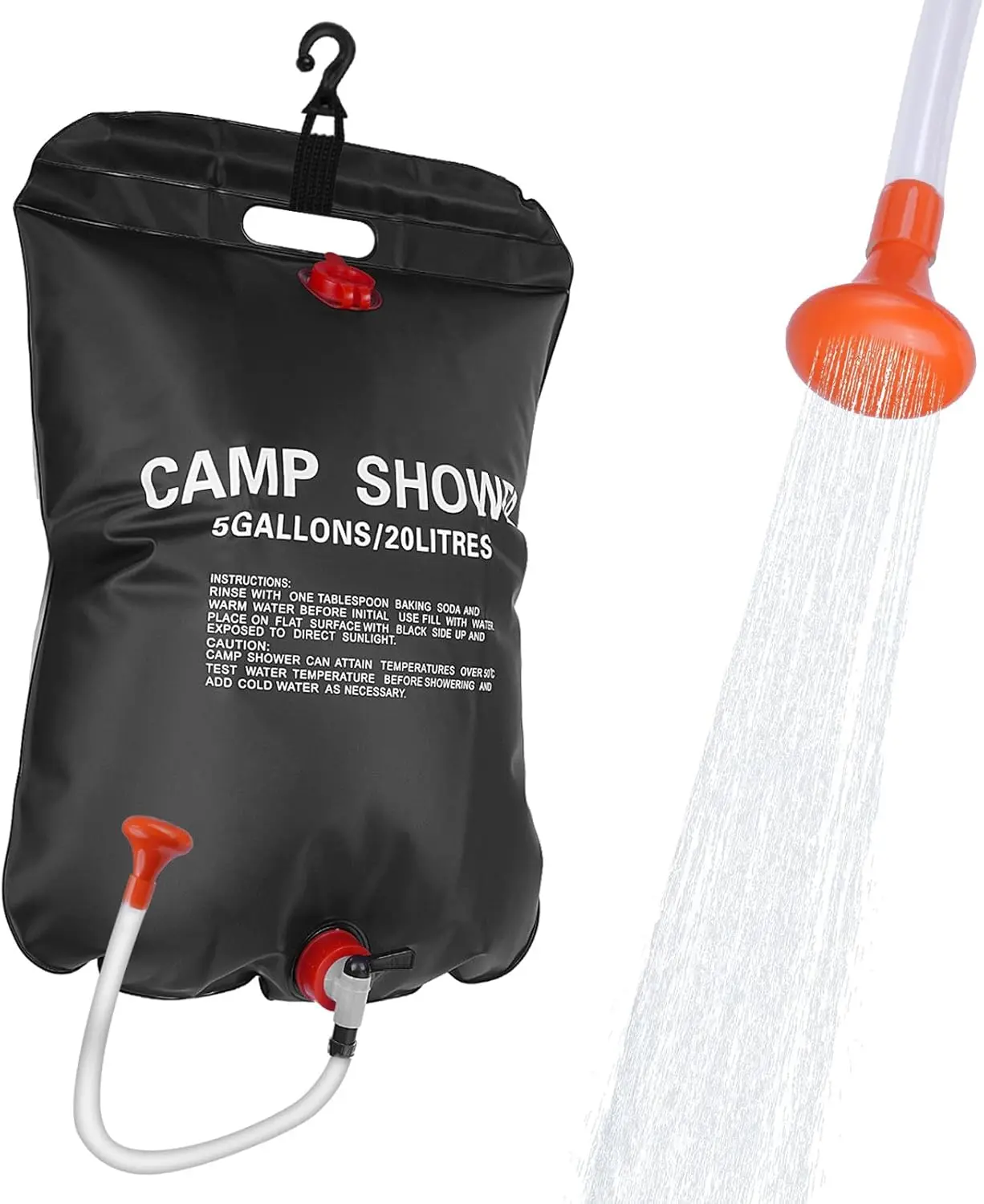 20L Solar Heated Shower Bag, Eco-Friendly Portable Camping Shower Head, Compact Fits Backpacks Easily Travel Accessory for Outdoor Hiking Personal Care