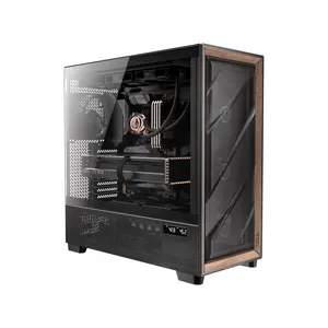 Antec Flux Pro, 6 x PWM Fans Included, High-Airflow Front Panel with Walnut Wood, iShift PSU 90° Mount, USB3.0 x 2, Type-C, 420mm Radiator Support, Temp. Display, Full-Tower E-ATX PC Case