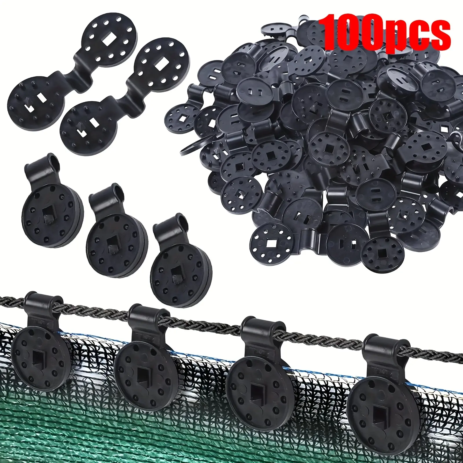 100pcs Heavy Duty Shade Cloth Clips Multiple Hole Design UV Resistant PP Plastic Clips for Garden Greenhouse Patio Pool Cover Bird Netting Mesh Tarp Secure Fastening Outdoor Reusable Wind Rain Resistant Durable Clips summerwins,