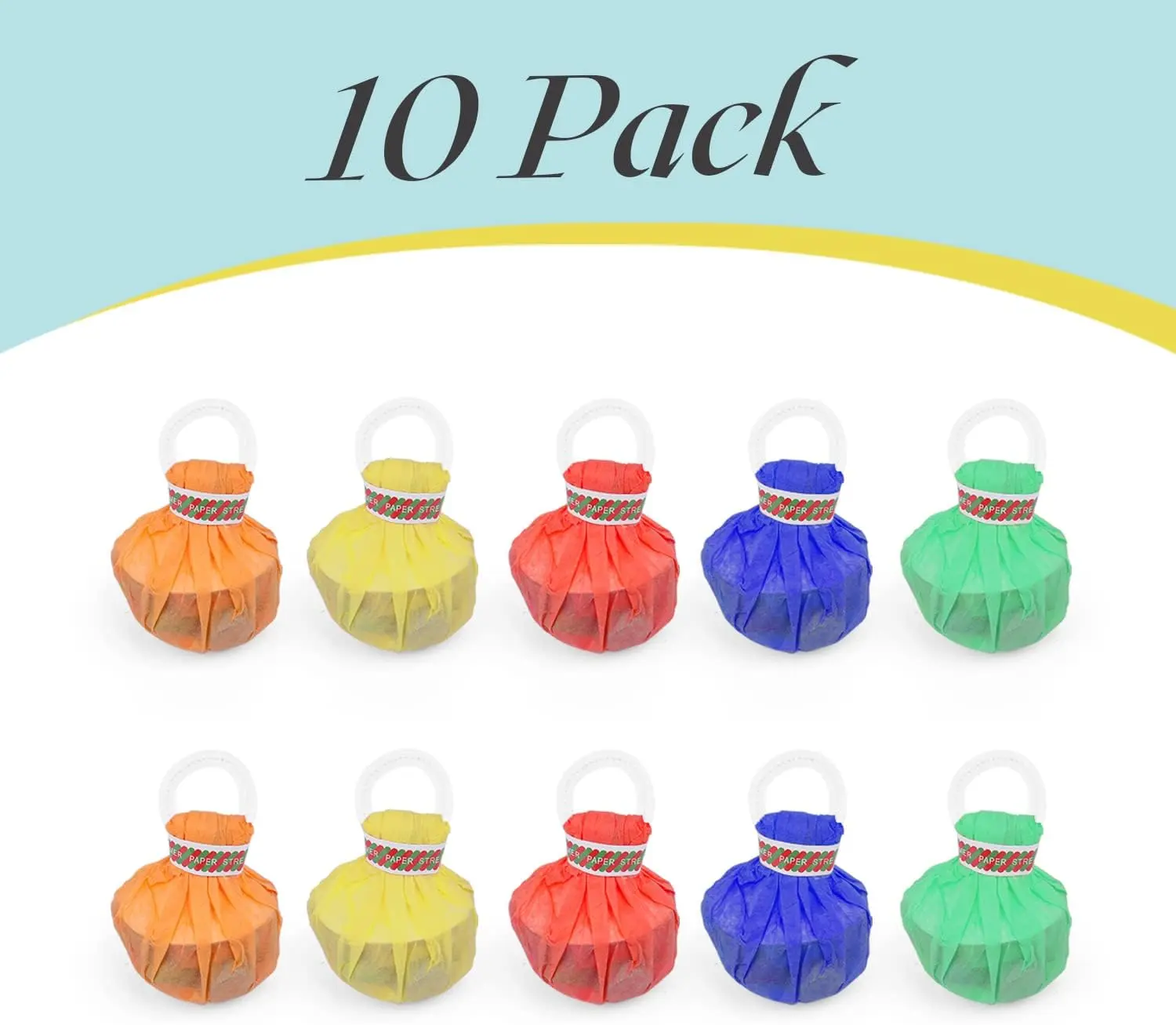 Pack Of 10 Colorful Hand Throw Confetti Poppers - Plastic Party Streamers - Ideal for Weddings,Festivals Celebrations, Party Streamers Vibrant Party Decor Lightweight Streamers