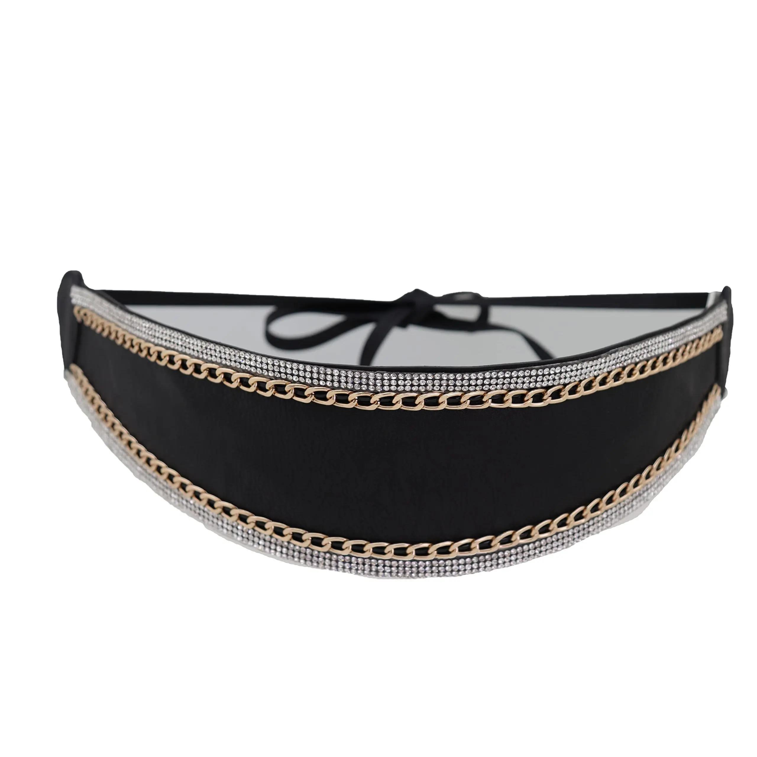 Women Black Wrap Around Belt - Fashion Tie Waistband High Waist Kimono Size XS S M