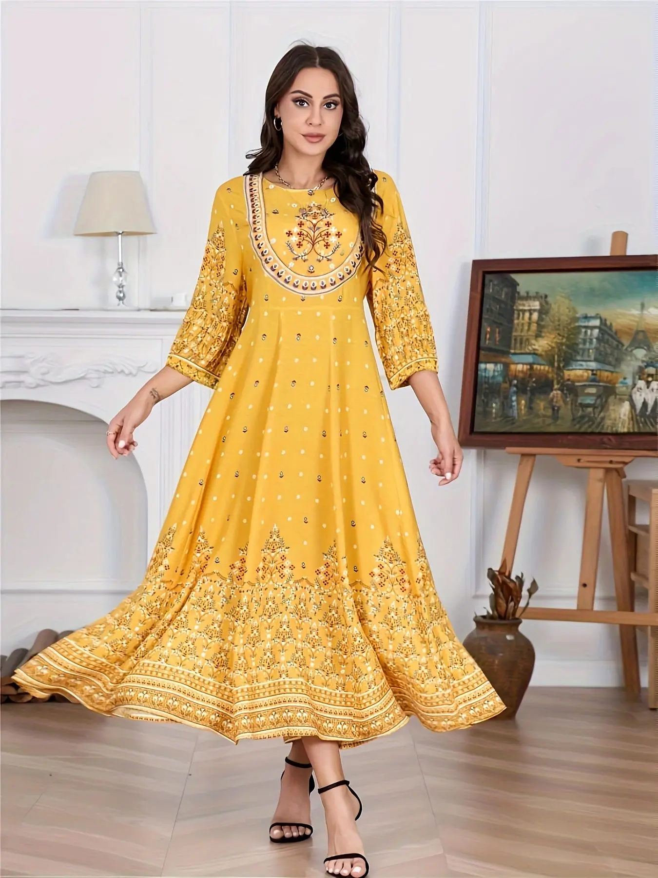 Middle Eastern Bohemian Modest Style Dress with Embroidery, Afghan Dresses,  Vintage Long Skirt for Casual Beach Vacation, Elegant and Cultural Flair -  TikTok Shop