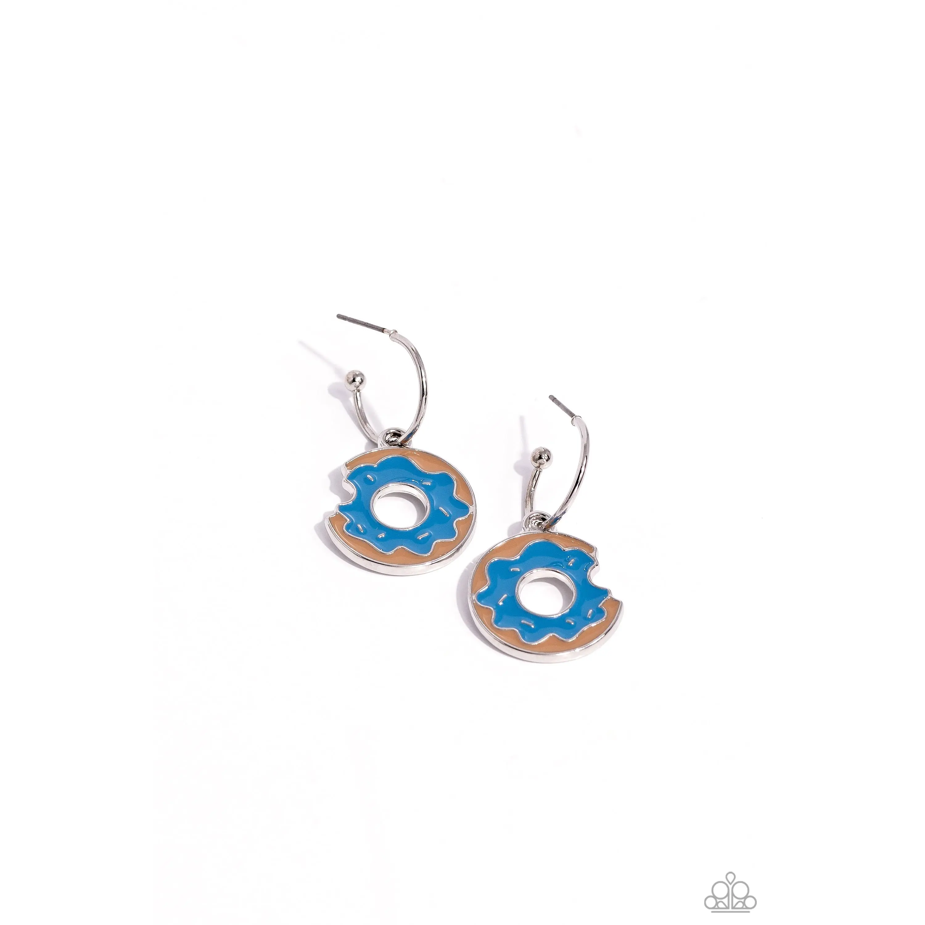 Donut Delivery - Blue Donut Hoop Earrings - Paparazzi