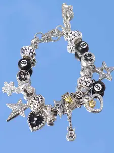 Music Festival Friendship Bracelet, Concert Guitar Hip Hop Bracelet, Stargirl Dark 8 Pool Music Festival Heart Bracelet, Retro Heart Bracelet
