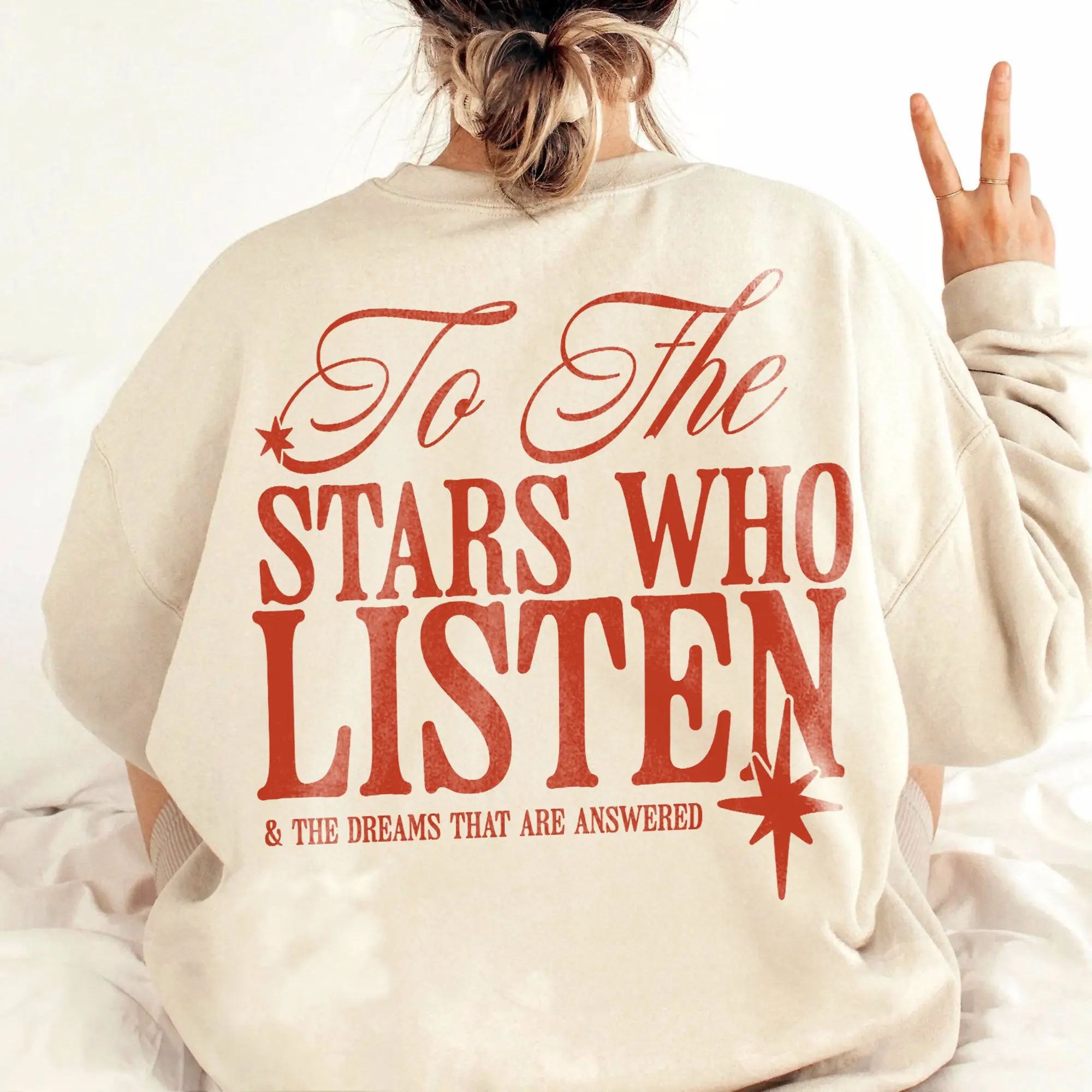Velaris ACOTAR Sweatshirt - To The Stars Who Listen Quote Hoodie Velaris Night Court Rhysand Feyre Licensed SJM Universe Merch Bookish Gift