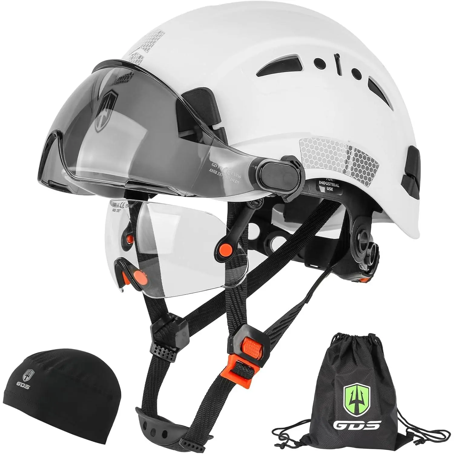 SAGAETR Safety Hard Hat with Tinted & Clear Visor Vented Construction Helmet Cascos de Construccion ABS Work hardhats for Men