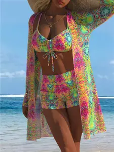 Women's Fashion Split Swimwear Set, Three-Piece Swimsuit for Women, Stylish and Comfortable Beach Wear, Perfect for Summer Holidays, Stylish Bikini Set