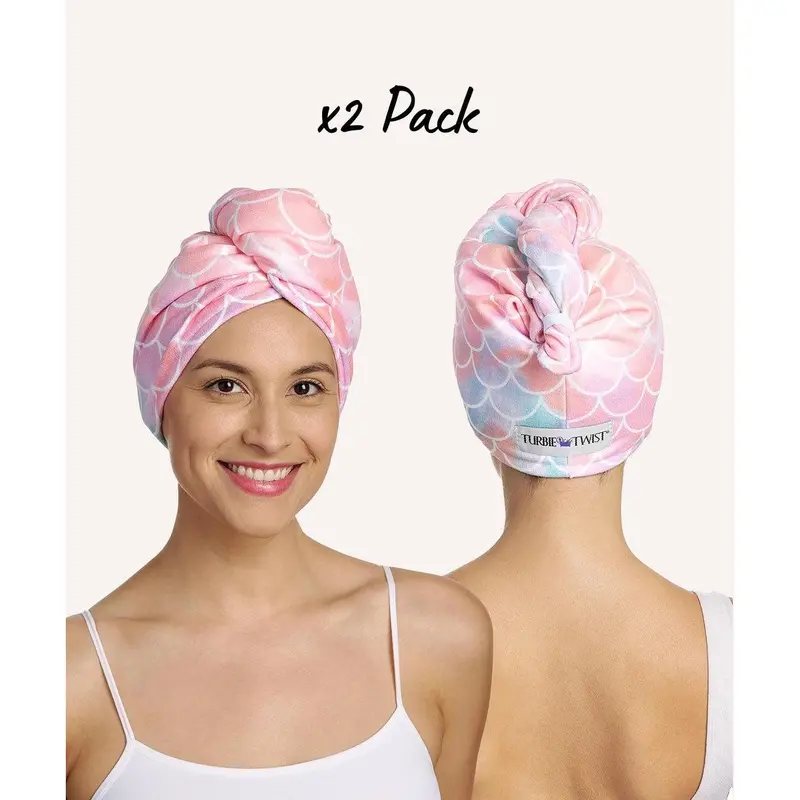 Turbie Twist Adult Original Fit Microfiber Plopping Towel for Curly Hair - Synthetic Hair Towel, 87% Polyester 13% Polyamide, Approx. 3.2 oz, 25" L x 9.5" W, Quick Dry, Absorbent, Ultra Lightweight, Elastic Loop, Gym & Travel Ready, Shiny Support