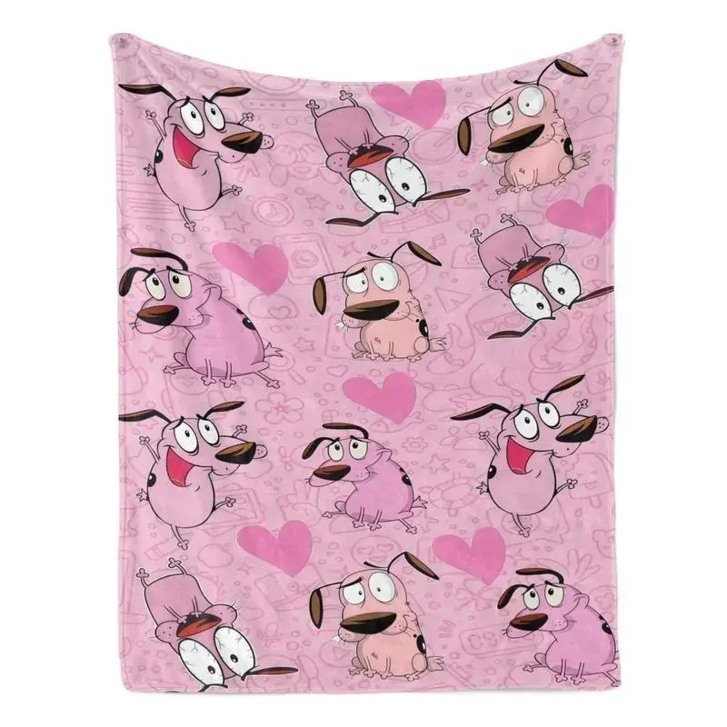 Cute Courage Cowardly Dog Cartoon Blanket, Cozy Lightweight Soft Plush Throw, Multi-Scene Sofa Decor Blanket, Perfect Holiday Gift for Christmas and Birthdays