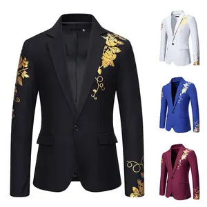 2026 Spring-Summer New Men's Gold Foil Printed Suit Jacket Long Sleeve Casual Formal Menswear