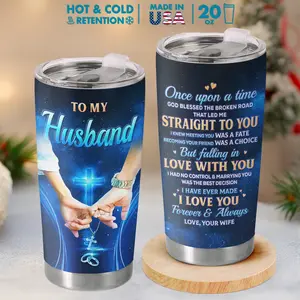 - To My Husband 20 Oz Stainless Steel Tumbler, Anniversary Gift For Husband from Wife, Romantic Drinkware, Christian Religious Love Story Coffee Cup