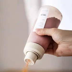 1pc 11.83oz Powder Sprinkler Bottle | Plastic Oval Baking Dispensing Bottle for Flour, Powdered Sugar, Coffee Powder, Sauce Squeeze Bottle