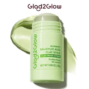 Glad2Glow Mugwort Acne Blackhead Cleansing Clay Stick | Oily Skin Sebum Absorbing & Pore Minimizing Spot Corrector