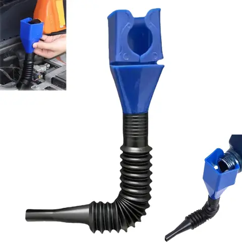 Oil Funnel for Automotive Use, Universal Wide Mouth Fuel Funnel, Hands-Free Automotive Funnel with Flexible Extended Hose, Easy to Carry for Cars, Trucks, Motorcycles