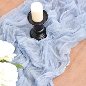 Blue Cheesecloth Table Runner Spring Summer 10Ft Rustic Gauze Boho Cheese Cloth Table Runner for Wedding Bridal Baby Shower Decoration