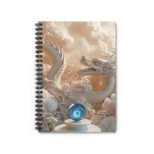 3-D white dragon Spiral Notebook - Ruled Line
