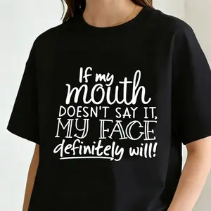 If My Mouth Doesn'T Speak, My Face Surely Will. This Cool And Versatile Round-Neck Top Features a Letter Print