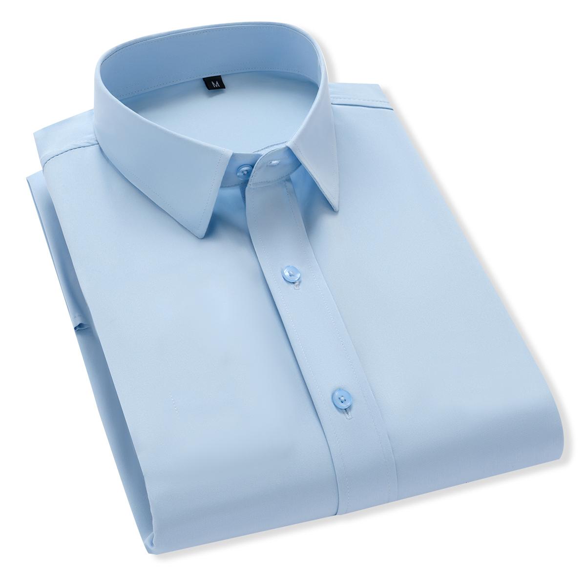 Men's business casual button-up shirt - elegant solid color dress shirt, multi-scene wedding/party/workplace wear, all-season thin anti-wrinkle style