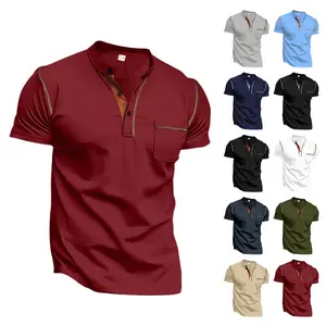Mens Casual Henley Polo Short Sleeve Quick Dry Button Up Contrast Seam Detail Slim Fit Polo Shirt Breathable Soft Fabric Summer Athletic Tee Versatile Daily Commuter Fashion Top