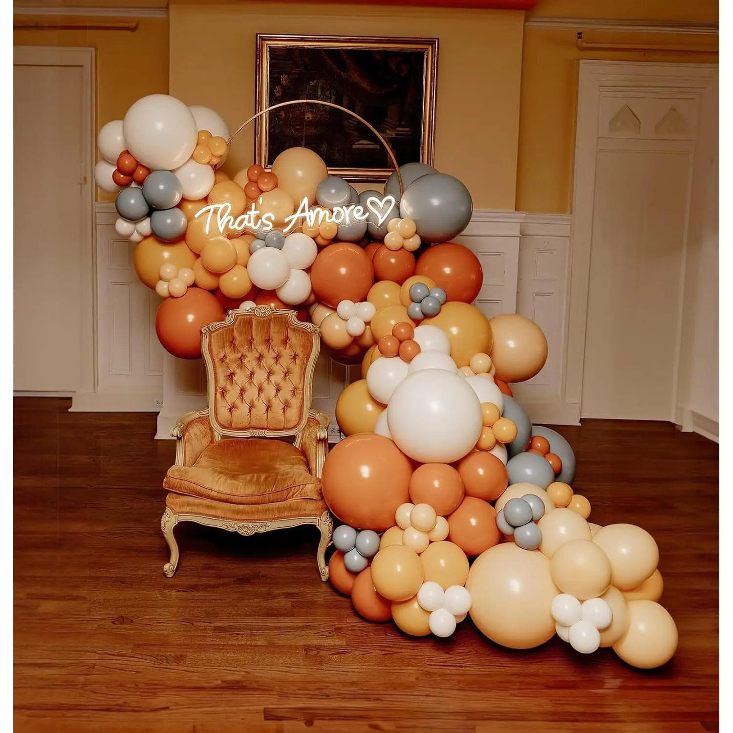 Neutral Burnt Orange Balloon Arch Kit 130Pcs With Double Stuffed Terracotta Orange Cream Peach Gray Balloons For Autumn Baby Shower Fall Birthday Boho Wedding Bride To Be Decorations