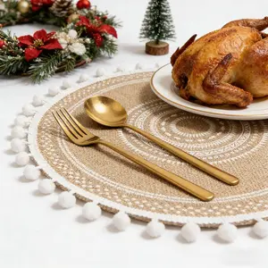 Bohemian Style Faux Fur Round Placemats Set of 4/6/8, Unique Design for Various Table Sizes, Perfect for Weddings & Family Dinners