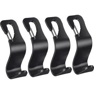 4 Pack Car Back Seat Headrest Hook Hanger for Purse Grocery Bag Handbag Hat, Purse Hook for Car with Clip
