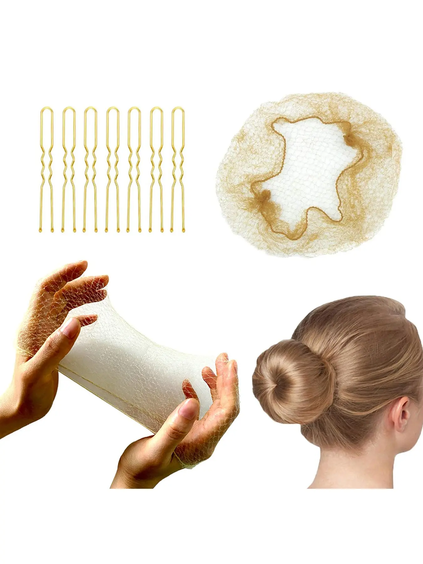 Invisible, Lightweight Hair Nets for Women & Men Pack of 20 Elastic 24" Mesh Hair Netting for Buns, Long Hair & Short Hair - Hairnets for Ballet Dancers, Food Service & More