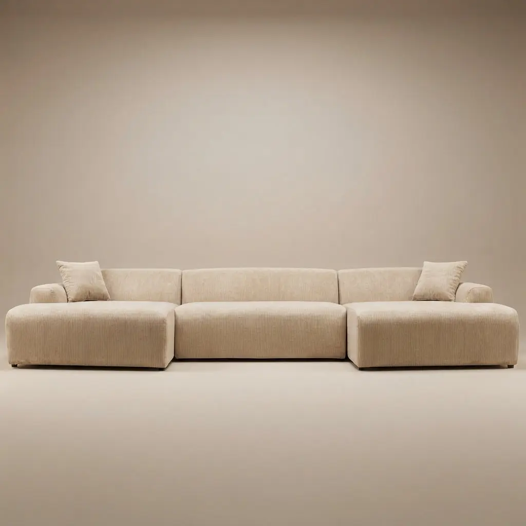 Dexter U-Shape Corner Sofa - Cream Corduroy
