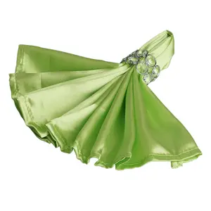 5 Pack Satin Napkins 20"x20" Apple Green - Soft Reusable Cloth Napkins