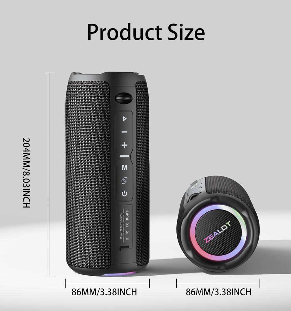 ZEALOTs S49 Pro Wireless Speaker, 40W Waterproof IPX-6 Speaker with 3000mAh Battery, Multifunctional Portable Speaker, Bluetooth-compatible Speaker for Home, Car, Outdoor, Camping, Audio