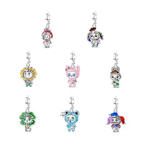 MULA 925 Silver Plated Cute Cartoon Pendant for Women and Girls - Colorful Enamel Animal and Character Beads, Coordinates with Pandora Bracelet, Perfect Holiday Gift for Girls and Women