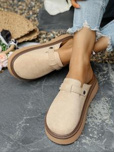 women's fashionable solid color slides, casual comfortable flat slippers for indoor outdoor wear, all-match commuter shoes for work & daily wear, girl, footwear