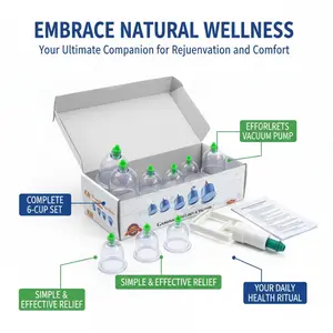 6-Piece Vacuum Cupping Set, Traditional Chinese Cupping Therapy Kit for Muscle Relief, Home/Spa/Gym Use, Portable Suction Cupping Device