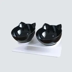 Cat Head Transparent Double Bowl, Protects Cervical Vertebra, Automatic Feeding, Easy to Clean
