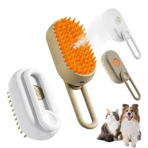 3 in 1 Cat Dog Steam Brush for Shedding - Portable Anti-Static Pet Grooming Comb, USB Chargeable Steam Misting Water Spray Brush 360° Rotatable Self-Cleaning Pet Hair Remover, One-Click Spray, Massage, Bathing, Hair Cleaning