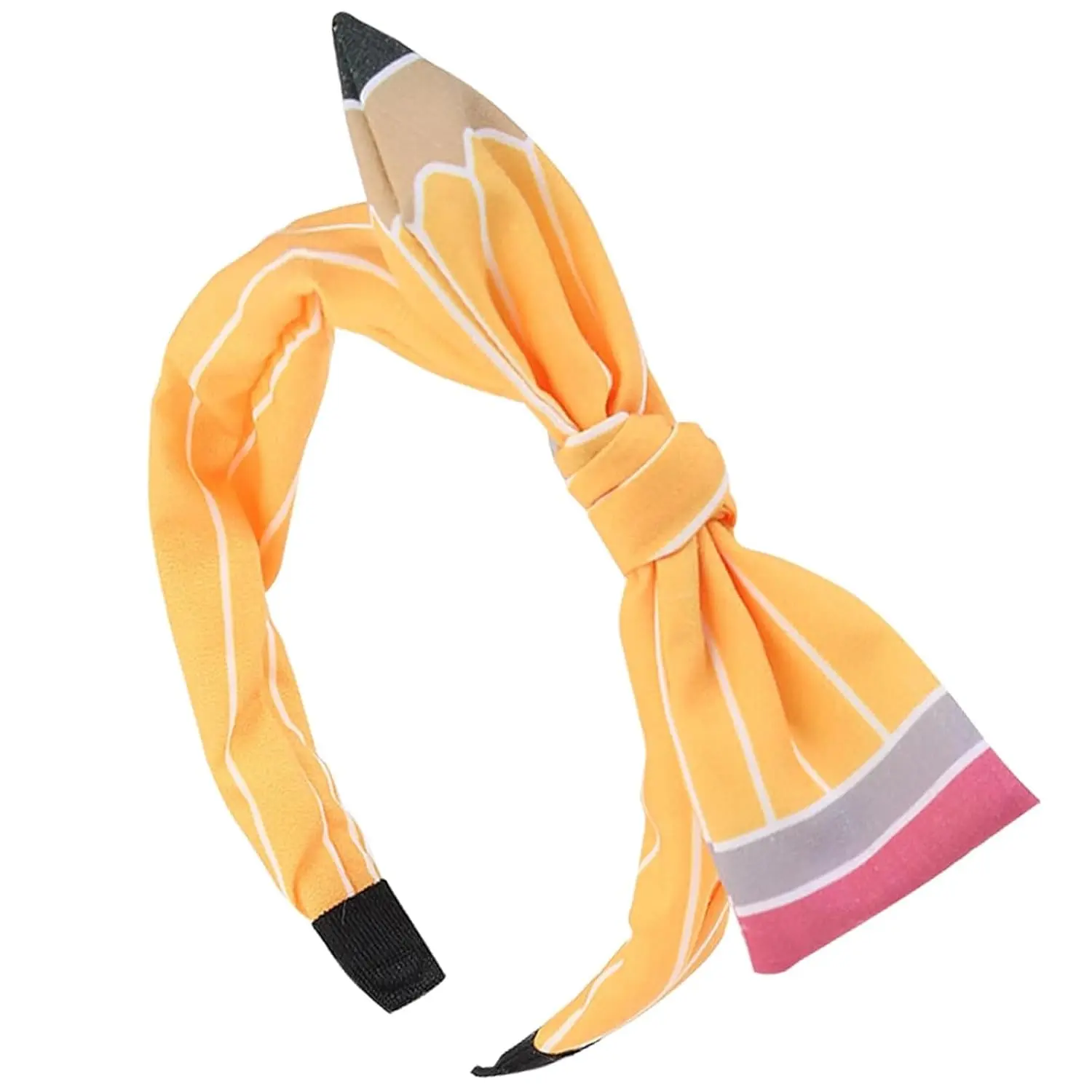 Back to School Headband Yellow Pencil Hair Bands Stripe Pencil Headpiece Cute School Hair Accessories for Women Girls First Day of School Party Supplies