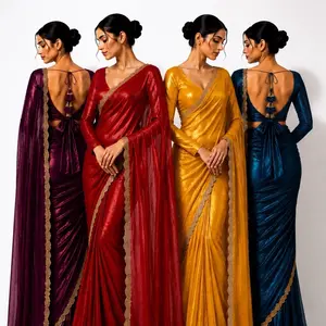 Women's Beautiful Saree with Blouse, Elegant Comfy Fabric, Tied Bow Fashion Accessory