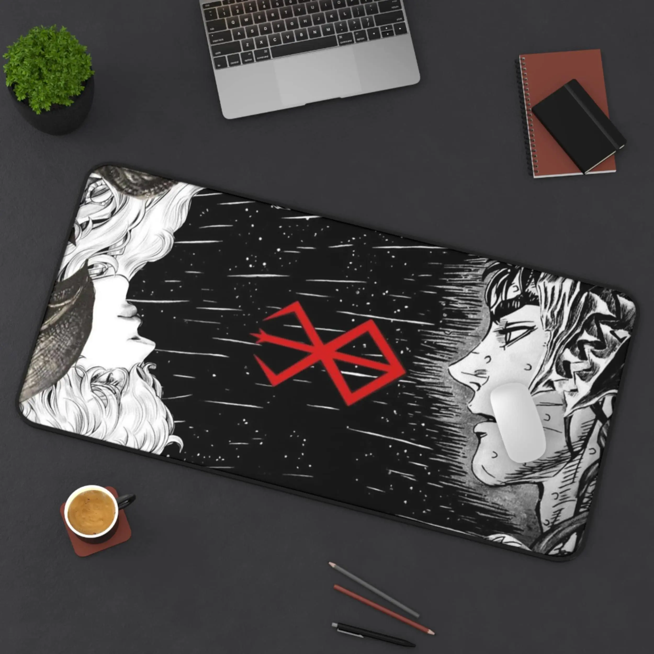 Berserk Guts and Griffith Desk Mat, Anime Mouse Pad, Keyboard Mat, Berserk Anime Desk Mat For Office, Gift For Gamer