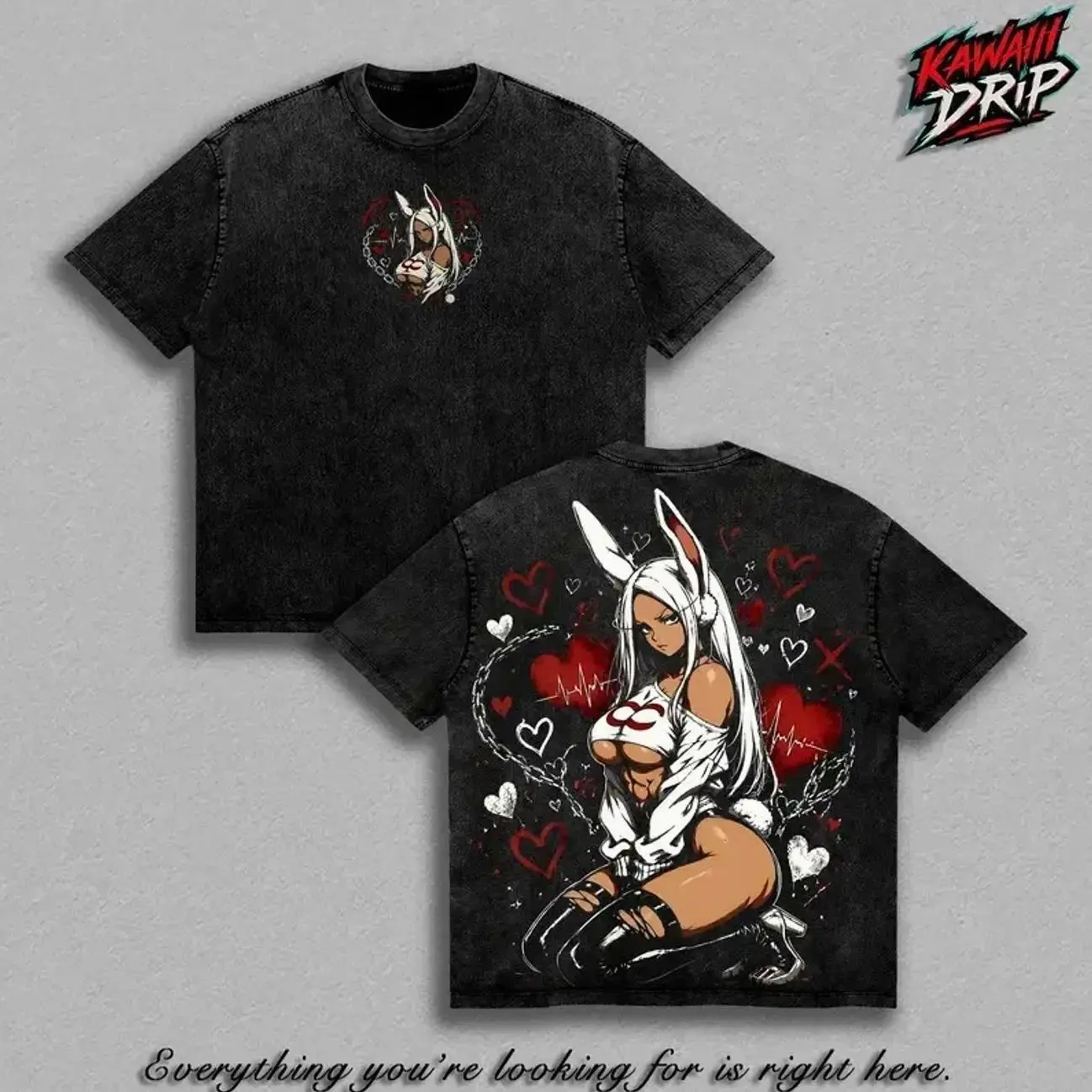 Mirko Bunny Hero Vintage Washed T-Shirt, My Hero Academia Rabbit Hero Graphic Tee Oversized Streetwear, Heavy Cotton Unisex Shirt, Japanese Manga Aesthetic 3NP