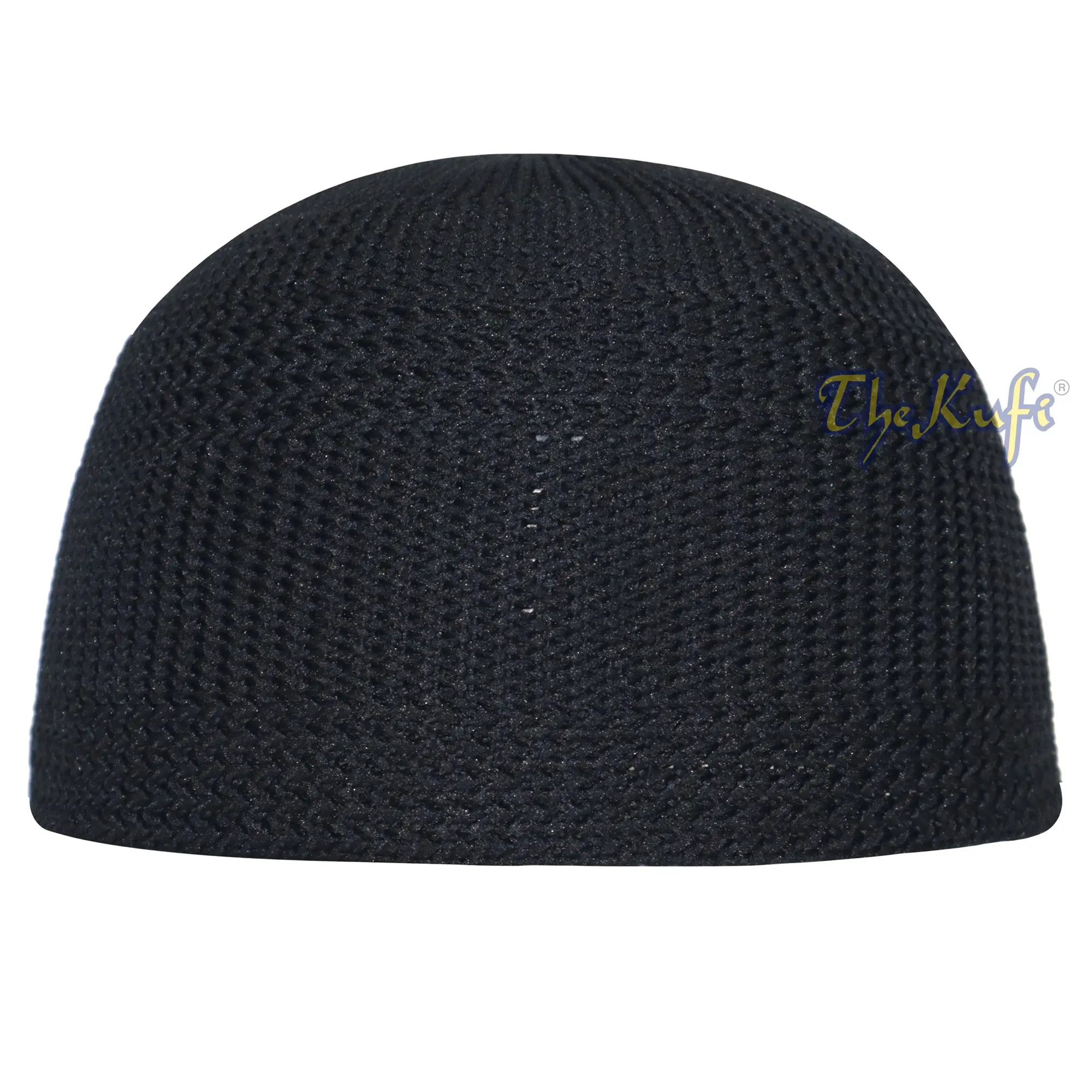Black Skull Cap 100% Nylon Head Cover Kufi Knitted Vertical Lines Taqiya X-SM to 4x